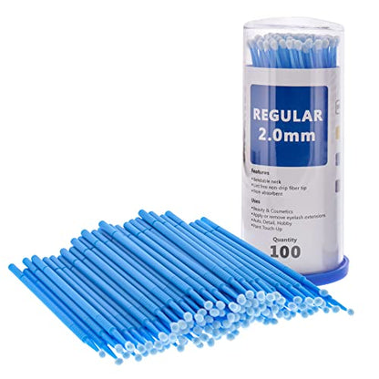 TCP Global 100 Piece Micro Brush Blue Applicator Set - 4 Inch, 2.0mm Tips - color: Black