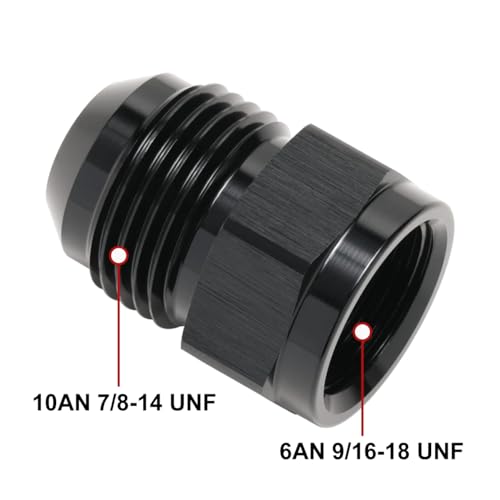 6AN Female to 10AN Male Flare Expander Fitting Adapter Aluminum Black - color: Black, size: 6AN Female to 10AN Male