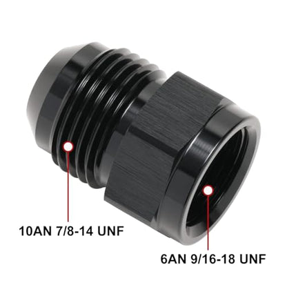 6AN Female to 10AN Male Flare Expander Fitting Adapter Aluminum Black - color: Black, size: 6AN Female to 10AN Male