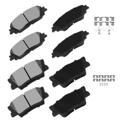 cciyu D2076 D1212 Brake Pads w/Hardware Front Rear Disc Brake Pad Set - size: Front[D2076] + Rear[D1212]