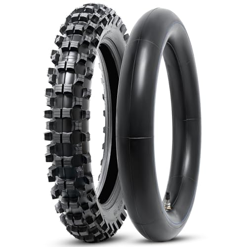 110/100-18 4PR TT 64M Dirt Bike Front/Rear Tire and Inner Tube Compatible with 110/100-18 Off Road Pit Bike/Motorcycle Tire (P-2006)
