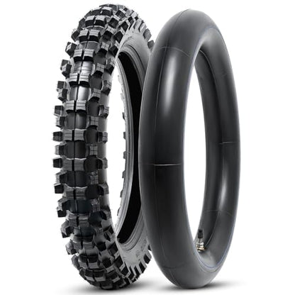 110/100-18 4PR TT 64M Dirt Bike Front/Rear Tire and Inner Tube Compatible with 110/100-18 Off Road Pit Bike/Motorcycle Tire (P-2006)