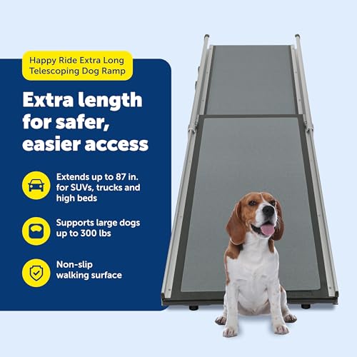 PetSafe Happy Ride Extra Long Telescoping Dog Ramp, Portable Pet Ramp for Cars, Trucks & SUVs with Adjustable Sizing - size: X-Large