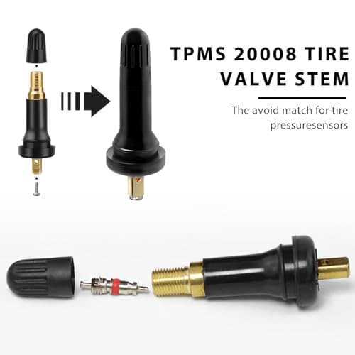 4 PCS TPMS 20008 Tire Valve Stem, Rubber Snap-in Tire Valve Stem Replacement Set, Tubeless Tire Pressure Sensor Valve stem for Charger Enclave Escalade Avalanche Sierra - color: 4PCS