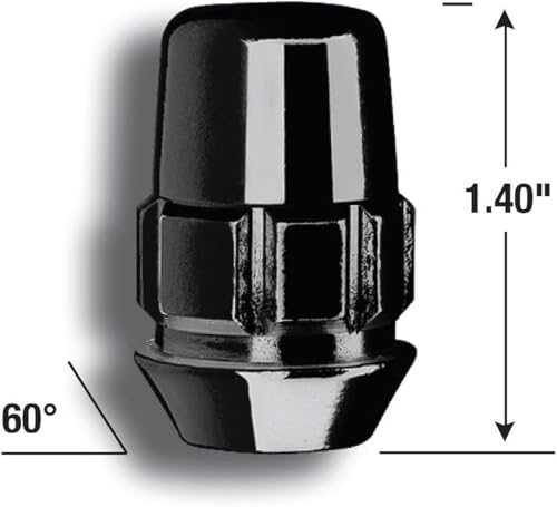 Gorilla Automotive 71631NBC Acorn Black Chrome Wheel Locks (12mm x 1.50 Thread Size) Pack of 4 - size: 12mm x 1.50