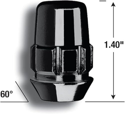 Gorilla Automotive 71631NBC Acorn Black Chrome Wheel Locks (12mm x 1.50 Thread Size) Pack of 4 - size: 12mm x 1.50