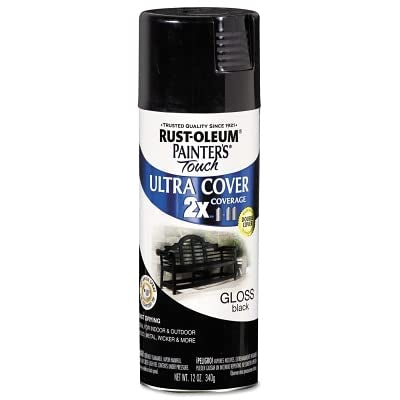 Rust-Oleum Painter's Touch 2X Ultra Cover Spray Paint, Gloss Black - color: Gloss Black, size: 12 Ounce (Pack of 1)