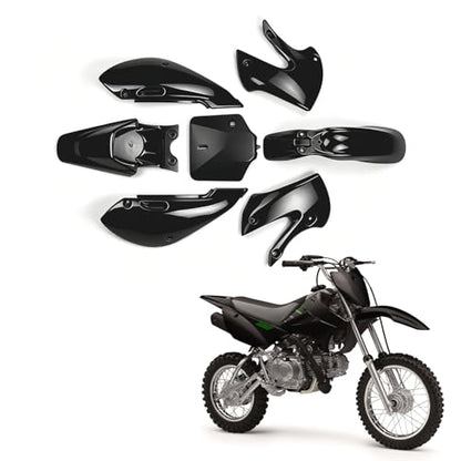 Dirt Bike Plastic Kits for KLX 110 KLX110, Rear Front Fender Number Plate Side Cover Fuel Tank Cover Fairing Body for KLX 110L 2010-2025 Black - color: black