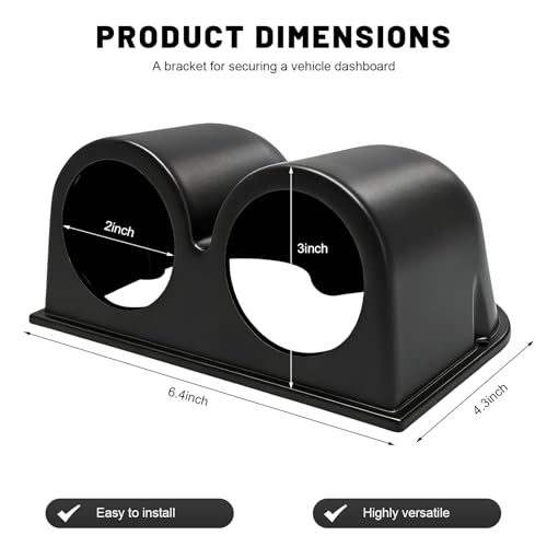 2 Inch Double Hole Gauge Dashboard Pod, 52mm Heavy Duty Plastic Auto Dash Meter Mount Gauge Pod, Universal Dash Meter Holder Interior Accessories for Cars Trucks SUVs - color: Double Hole