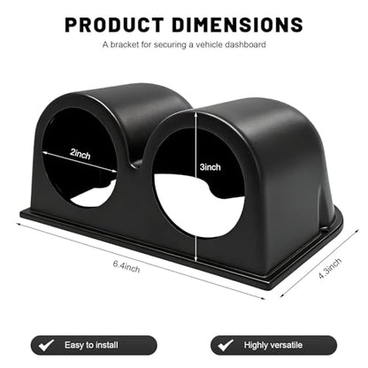 2 Inch Double Hole Gauge Dashboard Pod, 52mm Heavy Duty Plastic Auto Dash Meter Mount Gauge Pod, Universal Dash Meter Holder Interior Accessories for Cars Trucks SUVs - color: Double Hole