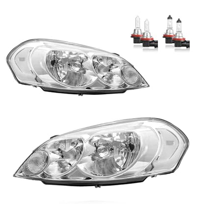 Headlights with High/Low Beam Bulbs for 2006-2013 Chevy Impala - color: Chrome Housing | With High & Low Beam Bulbs