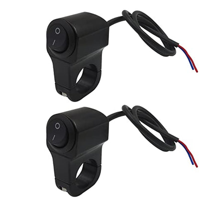 Handlebar Switch 7/8" for Motorcycle, 12V ON-Off Light Switch with Black Push Button and Solid Aluminium Alloy Base, ATV Handlebar Control for Dirt Bikes, Pack of 2pcs