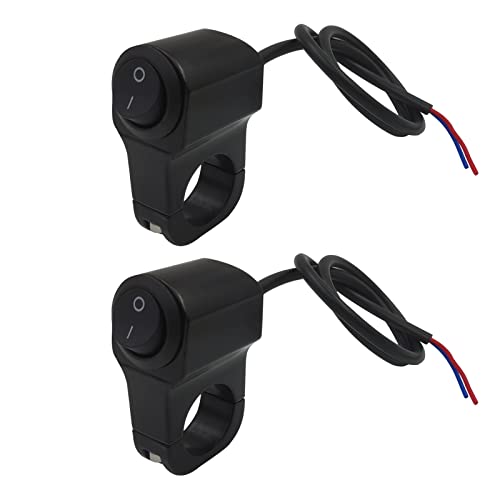 Handlebar Switch 7/8" for Motorcycle, 12V ON-Off Light Switch with Black Push Button and Solid Aluminium Alloy Base, ATV Handlebar Control for Dirt Bikes, Pack of 2pcs