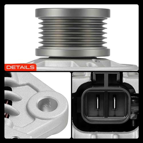 A-Premium Alternator Compatible with Nissan Rogue 2008-2012, X-Trail 2005-2006, 2.5L, 12V 110A 6-Groove Clutch Pulley CW, 2 Pins only (Not for 3 Pins), Only for 110A, Not for 120A, Replace# 23100AU400