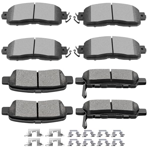 SCITOO Brake Pads Kits Front Semi-Metal Rear Ceramic 8pcs - size: Front D1650 & Rear D905