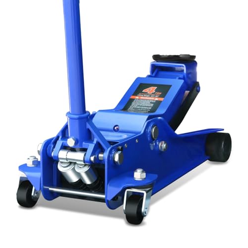 Auto Dynasty 4Ton Low Profile Floor Jack, Heavy Duty w/Dual Pistons, Blue - color: Blue, size: 4T Dual Pump