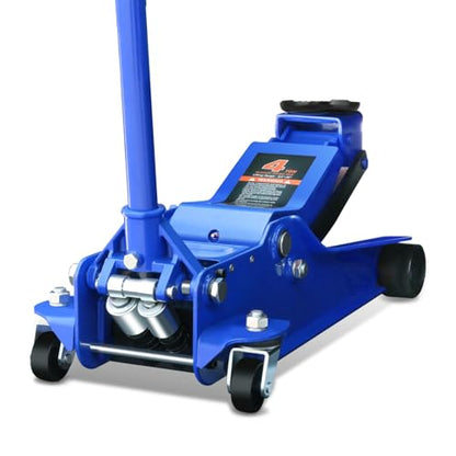 Auto Dynasty 4Ton Low Profile Floor Jack, Heavy Duty w/Dual Pistons, Blue - color: Blue, size: 4T Dual Pump