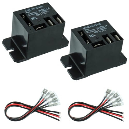 NT90-DC24V-10X Power Relay DC 24V Coil 24 VDC 30A 40A SPDT(1NO 1NC) with Flange Mounting and 10 Quick Connect Terminals Wires Mini Relay(Pack of 2pcs) - size: DC 24V