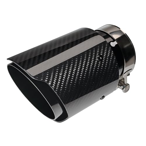 Carbon Fiber 3-Inch Inlet 4-Inch Outlet Car Exhaust Tips Fit for 76 mm 3 Inch Exhaust Pipe Tailpipe Tail Need Exhaust Port Height>5 Inch Widht>5 Inch - color: Glossy Black, size: 3" in 4" out