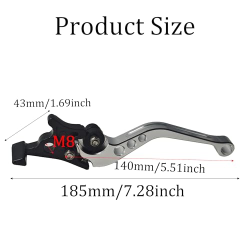 1 Pair Silver Motorcycle Brake Clutch Levers, CNC Aluminum Alloy Handle Set for Scooter Motorbike, Adjustable Replacement Parts - color: Silver