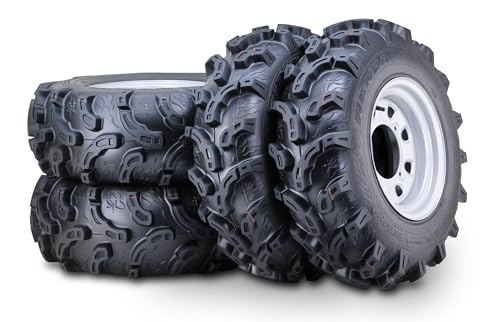 WANDA ATV Tire & Wheel Set 25x8-12 25x10-12 on 4x156mm PCD 4+3 Silver Rims - size: 4x156mm 4+3 wheel