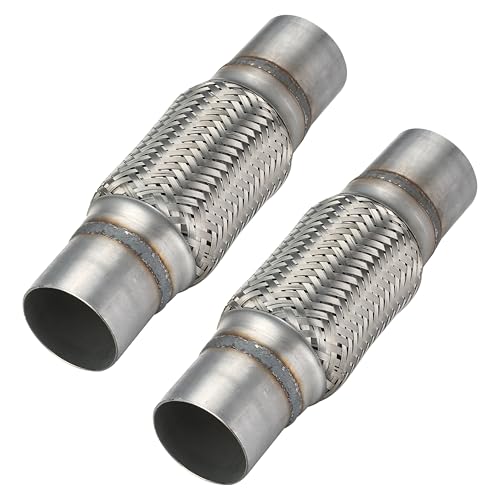 2 Pcs Exhaust Flex Pipe, 2.25''x6''Stainless Steel Heavy Duty Exhaust Flex Pipe, Double Braid Exhaust Flex Tube, Overall Length 10'' - size: 2.25''x6''x10'', style: 2 PCS