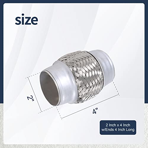 Exhaust Flex Pipe Heavy Duty 2'' x 4'' Inch-2PCS - size: 2"x4"x4"