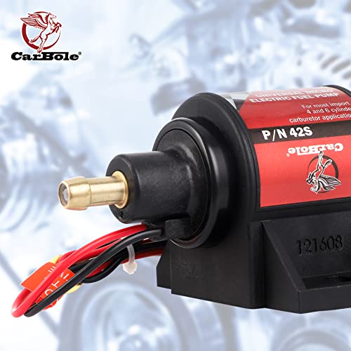 CarBole Gasoline Electric Fuel Pump Universal 5/16 Inch Inlet and Outlet Inline 12V 1-2A 28GPH 2-3.5P.S.I. Operating Fuel Pressure - size: 12V 2-3.5 PSI Gasoline Pump