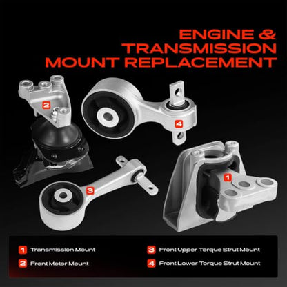 A-Premium Engine Motor and Transmission Mount Kit, with Torque Strut Mount - style: 2006-2011 Civic L4 1.8L Manual