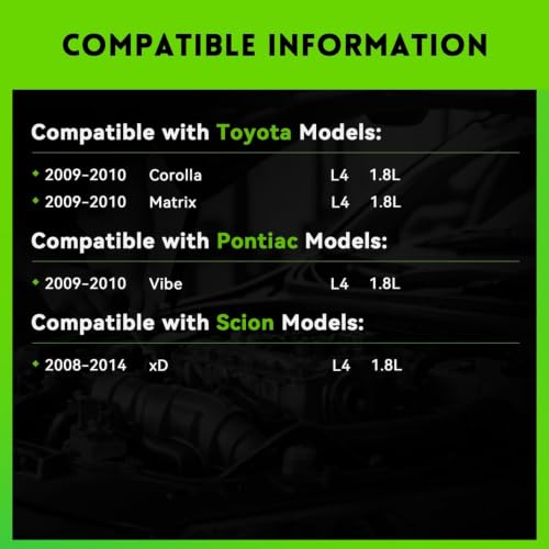 11385N Alternator 1.8L L4 Replacement for Toyota Corolla 2009-2010, Matrix 09-10, Pontiac Vibe 09-10, Scion xD 08-14, 12897, 1042102800, 0986CR6103, AL3370X, 6-Groove Clutch Pulley, 100 Amp - size: 11385N