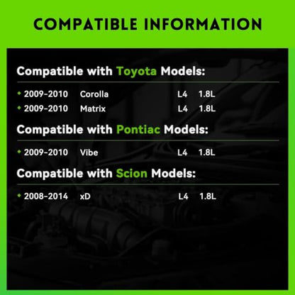 11385N Alternator 1.8L L4 Replacement for Toyota Corolla 2009-2010, Matrix 09-10, Pontiac Vibe 09-10, Scion xD 08-14, 12897, 1042102800, 0986CR6103, AL3370X, 6-Groove Clutch Pulley, 100 Amp - size: 11385N