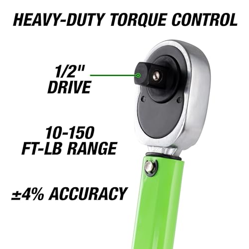 OEMTOOLS 25689 1/2 Inch Drive Click-Style Torque Wrench, 10-150 Ft/Lb., Clicks at Desired Torque, Torque Wrench 1/2 Drive, Lug Wrench, Tire Wrench - size: 1/2"" Dr. 10-150 Ft/Lbs