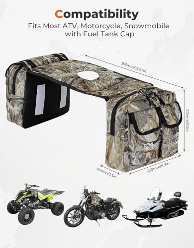 KEMIMOTO ATV Tank Bag Water-resistant Cooler All Terrain Vehicles Accessories Motorcycle Saddle Bag Compatible with Most ATVs and Snowmobiles Bicycles Quad Vehicles - color: Brown