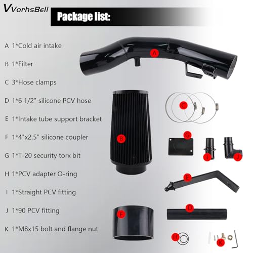 6.0 Powerstroke Cold Air Intake for 03-07 Ford F250 F350 F450 - color: BLACK - 6.0L (2003-2007)