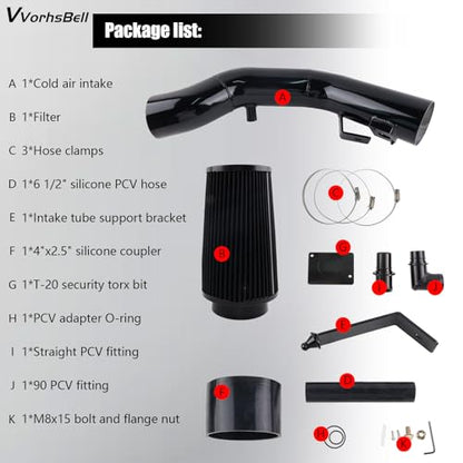 6.0 Powerstroke Cold Air Intake for 03-07 Ford F250 F350 F450 - color: BLACK - 6.0L (2003-2007)
