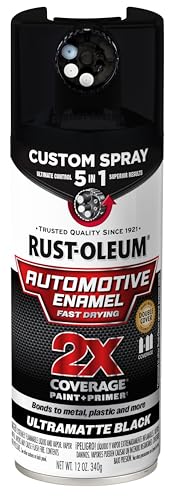 Rust-Oleum 2X Automotive Enamel 5-in-1 Spray Paint, Ultra Matte Black - color: Ultra Matte Black, size: 12 Ounce (Pack of 1)