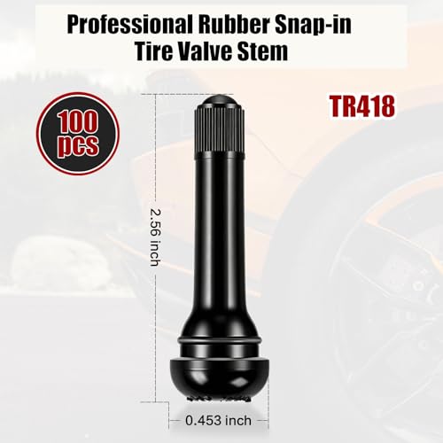 100PCS TR418 Valve Standard 2" Snap in Tubeless Rubber Tire Valve Stem TR 418 Black - color: 100PCS, size: TR418