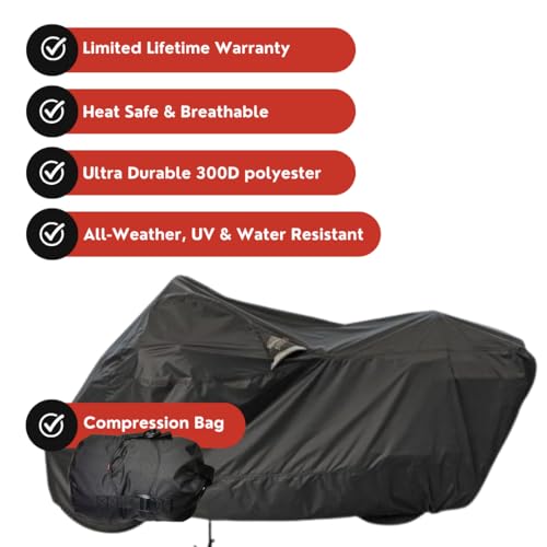 Dowco WeatherAll Plus Motorcycle Cover, Black, Professional Grade, Waterproof 52002-02 - size: M