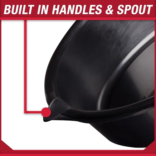 7-Quart Automotive Drain Pan with Built-in Scale and Spout, Leakproof Heavy Duty Oil Catch Pan, Anti-Splash Fluid Collector for Car Oil Change, Garage Motorcycle Repair Tools