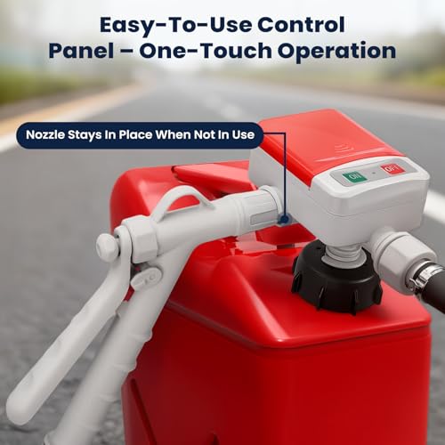 HCALORY Fuel Transfer Pump with Manual Hand Trigger Nozzle, 3.2 Gallon per Min Safe & Portable Gas Can Pump, USB-C & AA Battery Powered, Rubber 51" Hose & 4 Adapters for Gasoline, Diesel, Oil,Kerosene