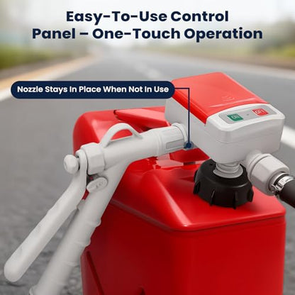 HCALORY Fuel Transfer Pump with Manual Hand Trigger Nozzle, 3.2 Gallon per Min Safe & Portable Gas Can Pump, USB-C & AA Battery Powered, Rubber 51" Hose & 4 Adapters for Gasoline, Diesel, Oil,Kerosene