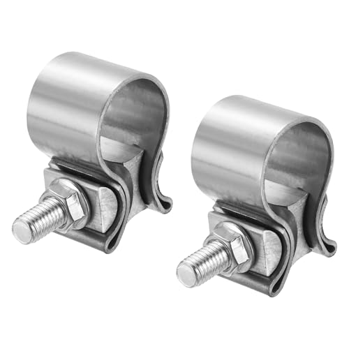 HARFINGTON 2pcs 410 Stainless Steel Exhaust Clamp 1.18" Butt Joint Narrow Band Muffler Seal Exhaust Narrow Lap Butt Clamps for Pipes Mufflers Converters System Repair, Silver - size: Range 30-38 mm, Band Width 30mm