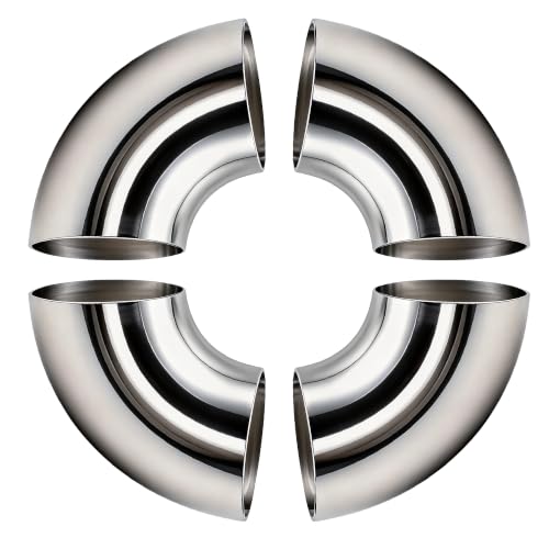 2-Pack 3-Inch 90-Degree Mandrel Bend Exhaust Elbow, 304 Stainless Steel, 0.047 Inch Wall Thickness, 185mm Back Arc Length, Ideal for Custom Exhaust Systems - size: 3 inches