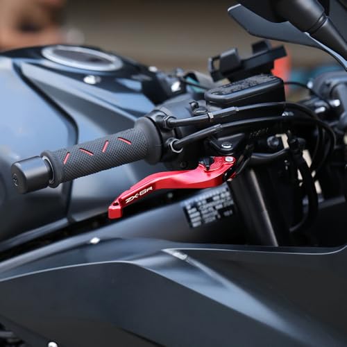 Short Brake Clutch Levers Compatible with K.awasaki Ninja ZX6R 2019 2020 2021 2022 2023 2024 2025 2026 | Front Shorter Levers Handles ZX-6R ZX 6R ZX636 Ninja636 Accessories (red) - color: Red