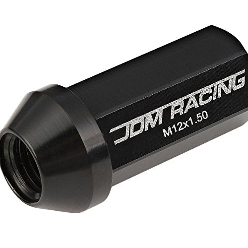 DNA MOTORING LN-ZTL-9019-15-BK 20Pcs M12 x 1.5 Close End Wheel Lug Nuts w/Deep Drive Extension Adapter, 25mm OD/50mm H, Black - color: Black, size: M12 x 1.5
