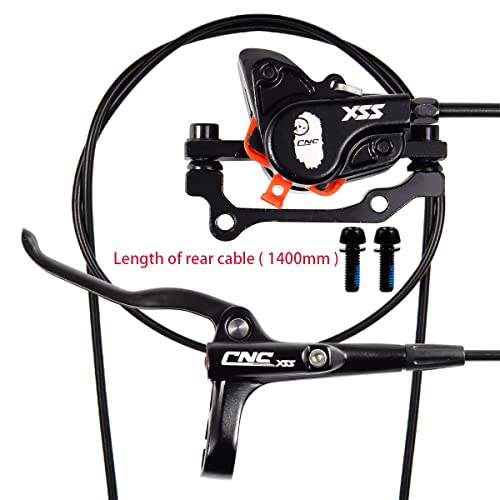 CNC MTB Hydraulic Disc Brake Set，Mountain Bike Hydraulic Disc Brakes Right Front 800mm Left Rear 1450mm Hydraulic Brake，Black - color: Set-Black