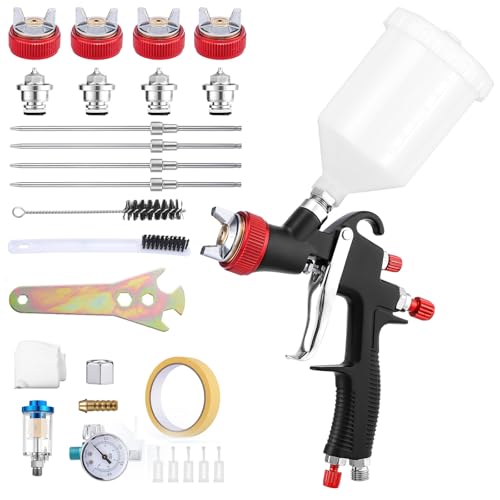 R500 Lvlp Air Spray Gun Kit, 4 Nozzles, 600Ml Cup