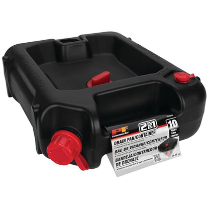 Performance Tool W4076 10-Quart Black Automotive Oil Drain Container - style: 10 Quart Drain Pan