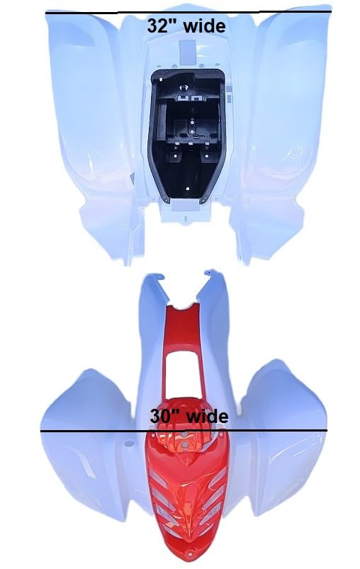 30" wide Plastic Body for Baja 90cc Hensim HS150cc Roketa 150cc Yamoto 110cc Taotao 250E Hensim 150cc Red Cat White with red nose - color: White with red nose