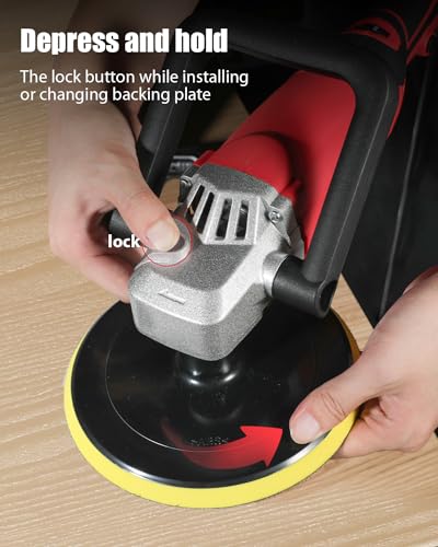 AVID POWER Car Rotary Buffer Polisher Waxer 1200W, 6 Speeds, Polishing Pads - color: Light Red